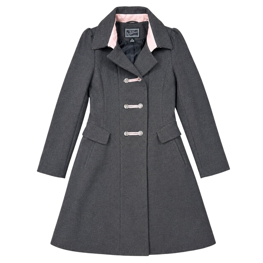 Rothschild Bandmaster Military Coat Girls XL 16 Gray Pink Formal Winter Luxury